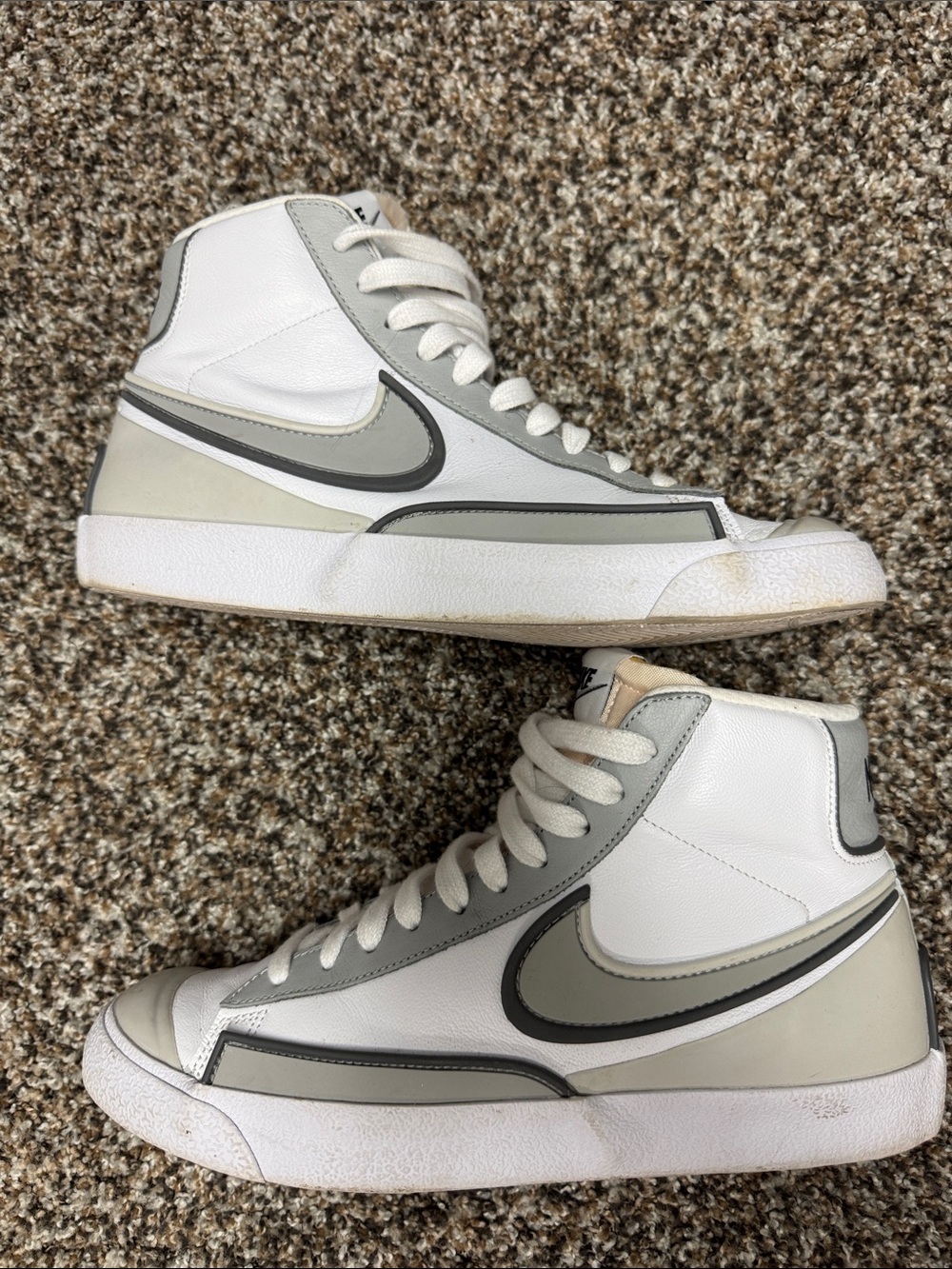 Nike High-Top Sneakers in White, Light Gray & Dark Gray